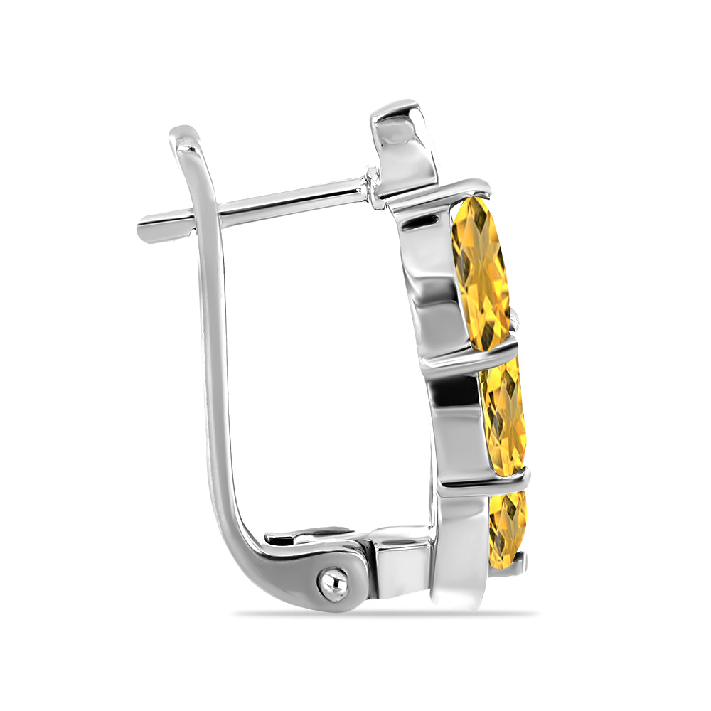 Stříbro 925/1000 - Náušnice s Uralským Citrínem - Karátové číslo: 1.41. přibližná hmotnost: 5.25 gramů 2 