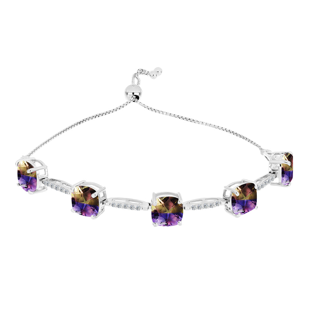 Stříbro 925/1000 Náramek s Anahi Ametrínem a Bílým Topazem - Karátové číslo: 10.69. přibližná hmotnost: 8.08 gramů 1 