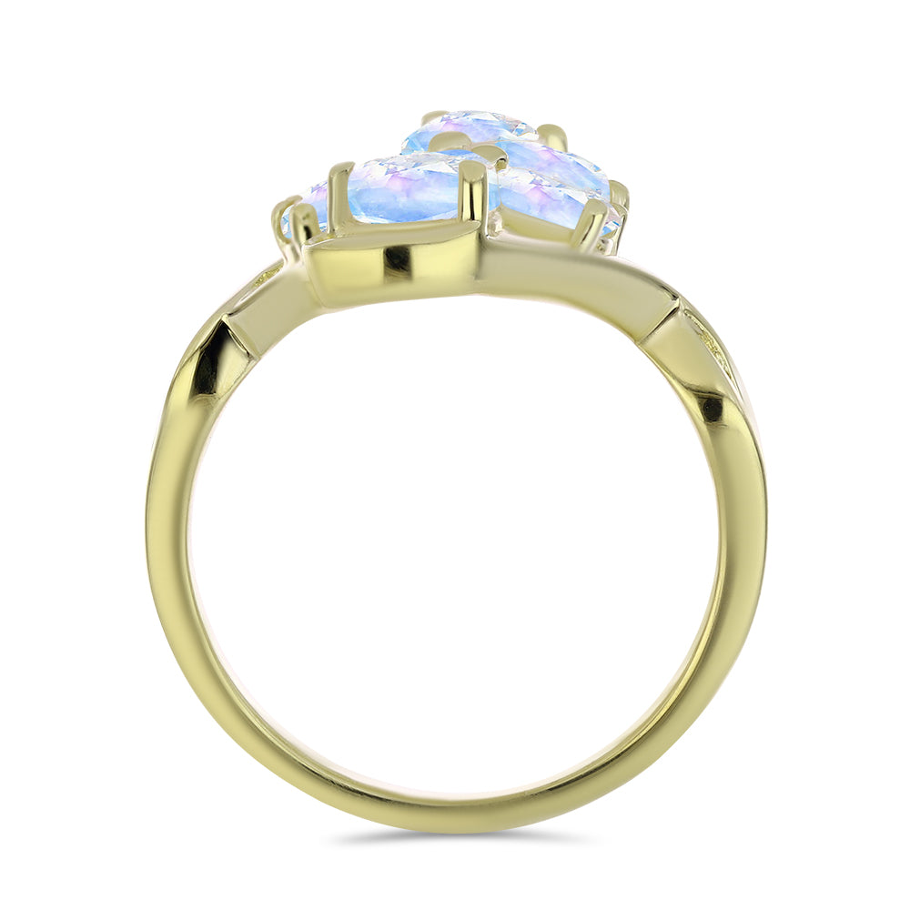 Pozlacené stříbro 925/1000 Prsten s Duhovým Měsíčním Kamenem - Karátové číslo: 2.74. přibližná hmotnost: 5.05 gramů