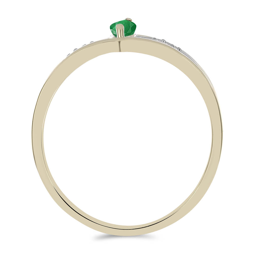 Pozlacené Stříbro 925/1000 - Prsten s Zambijským Smaragdem a Bílým Topazem - Karátové číslo: 0.23. přibližná hmotnost: 2.55 gramů