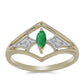 Pozlacené Stříbro 925/1000 - Prsten s Zambijským Smaragdem a Bílým Topazem - Karátové číslo: 0.23. přibližná hmotnost: 2.55 gramů