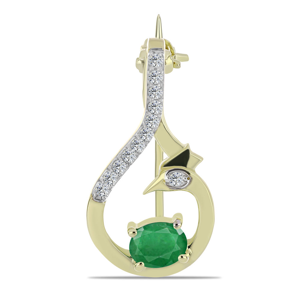 Pozlacený Stříbrný Brož s Zambijským Smaragdem a Bílým Topazem 1 