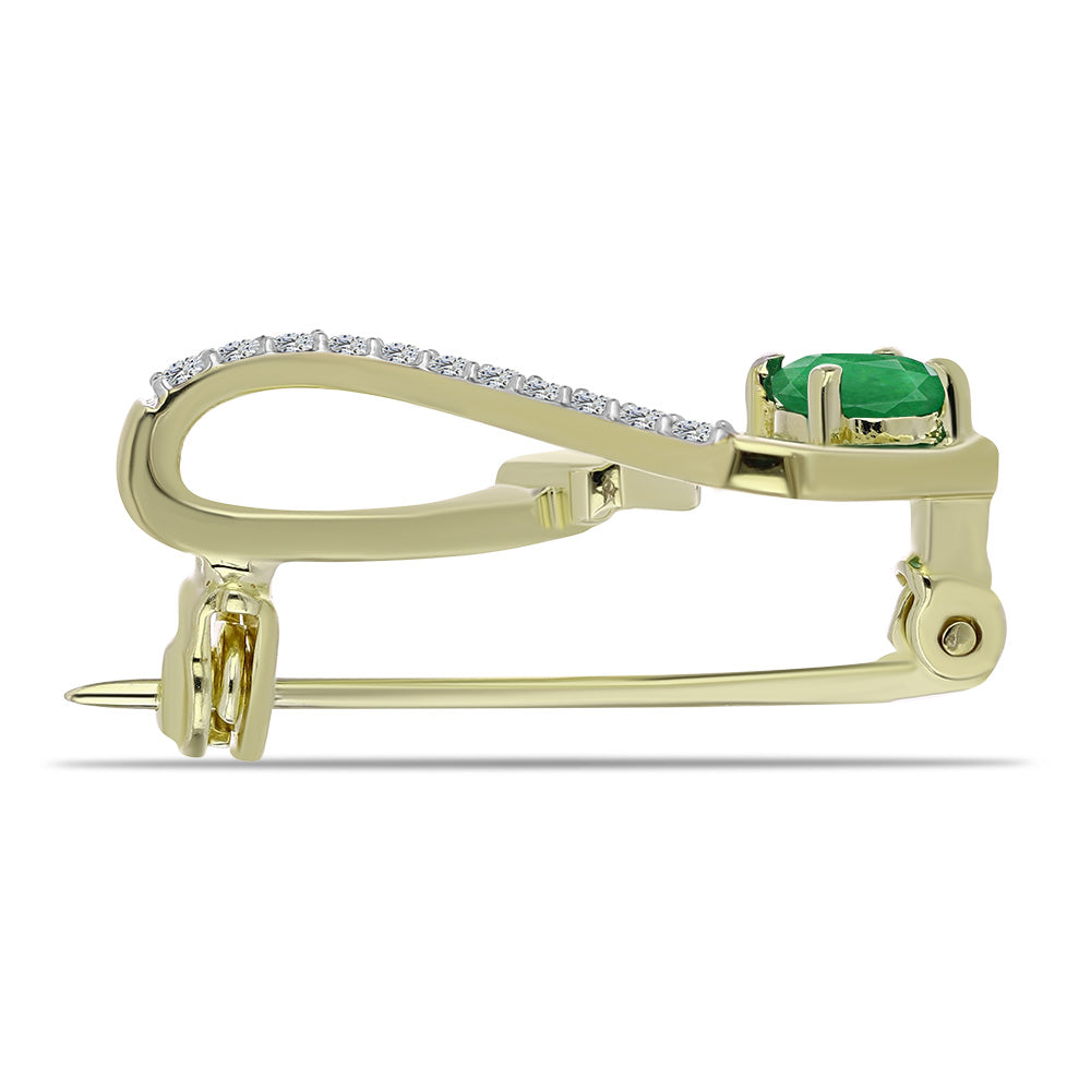 Pozlacený Stříbrný Brož s Zambijským Smaragdem a Bílým Topazem 2 