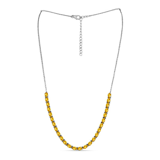 Stříbro 925/1000 Náhrdelník s Uralským Citrínem - Karátové číslo: 5.18. přibližná hmotnost: 8.78 gramů