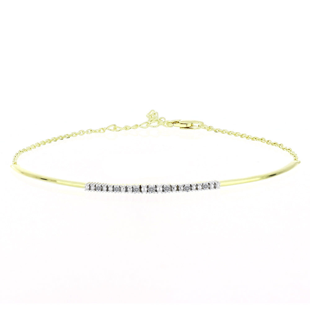 Pozlacené stříbro 925/1000 Náramek s Certifikovaný Diamantem pěstovaný v laboratoři - Karátové číslo: 0.07. přibližná hmotnost: 3.07 gramů 1 