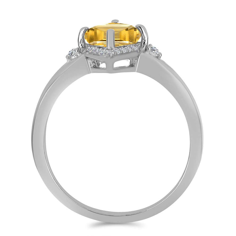 Stříbro 925/1000 - Prsten s Uralským Citrínem a Bílým Topazem - Karátové číslo: 1.08. přibližná hmotnost: 2.47 gramů 2 