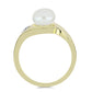Pozlacené Stříbro 925/1000 - Prsten s Bílou Sladkovodní Perlou a Bílým Topazem - Karátové číslo: 2.74. přibližná hmotnost: 4.26 gramů