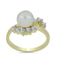 Pozlacené Stříbro 925/1000 - Prsten s Bílou Sladkovodní Perlou a Bílým Topazem - Karátové číslo: 3.3. přibližná hmotnost: 3.37 gramů