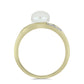 Pozlacené Stříbro 925/1000 - Prsten s Bílou Sladkovodní Perlou a Bílým Topazem - Karátové číslo: 2.75. přibližná hmotnost: 2.66 gramů