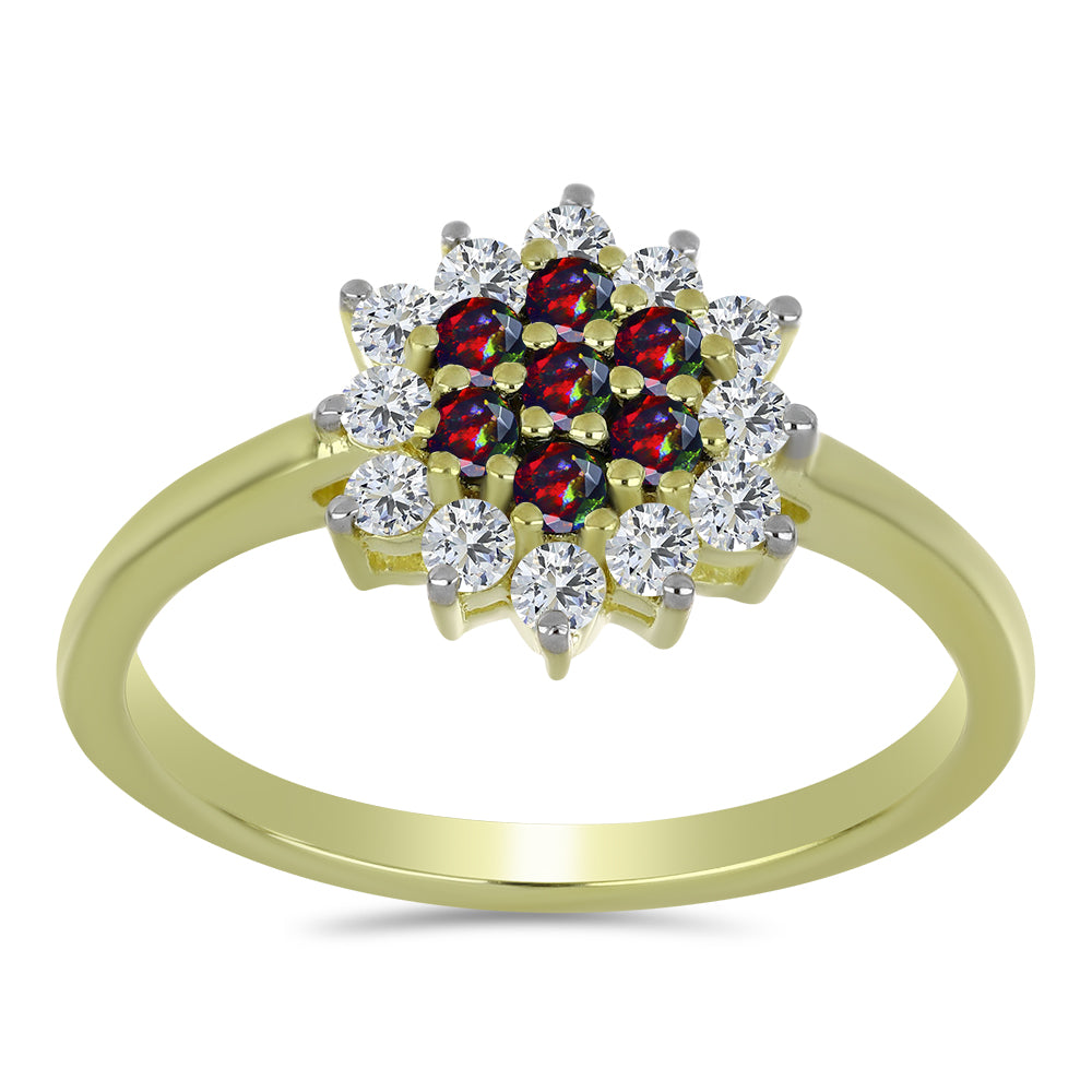 Pozlacené Stříbro 925/1000 - Prsten s Půlnočně Černým Etiopským Opálem z Lega Dembi a Bílým Topazem - Karátové číslo: 0.64. přibližná hmotnost: 2.69 gramů 3 