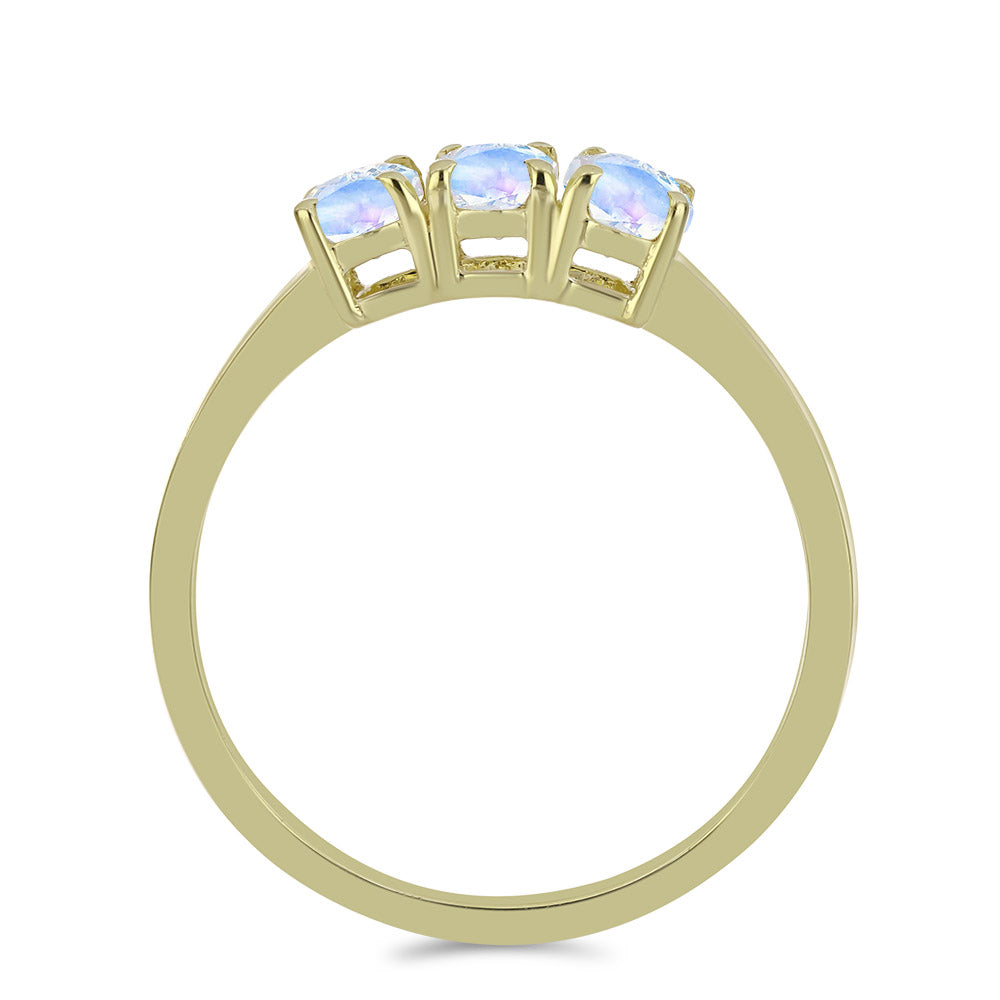 Pozlacené Stříbro 925/1000 - Prsten s Duhovým Měsíčním Kamenem - Karátové číslo: 1.35. přibližná hmotnost: 2.22 gramů 2 