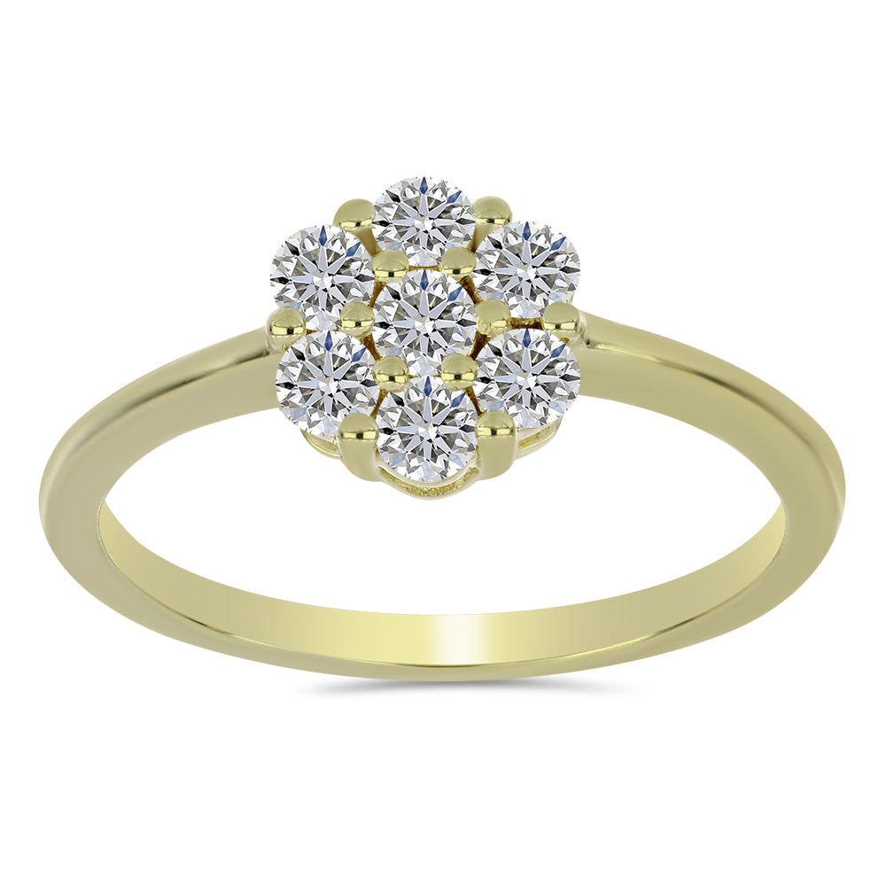 Pozlacené stříbro 925/1000 Prsten s Certifikovaný Diamantem pěstovaný v laboratoři - Karátové číslo: 0.6. přibližná hmotnost: 2.21 gramů