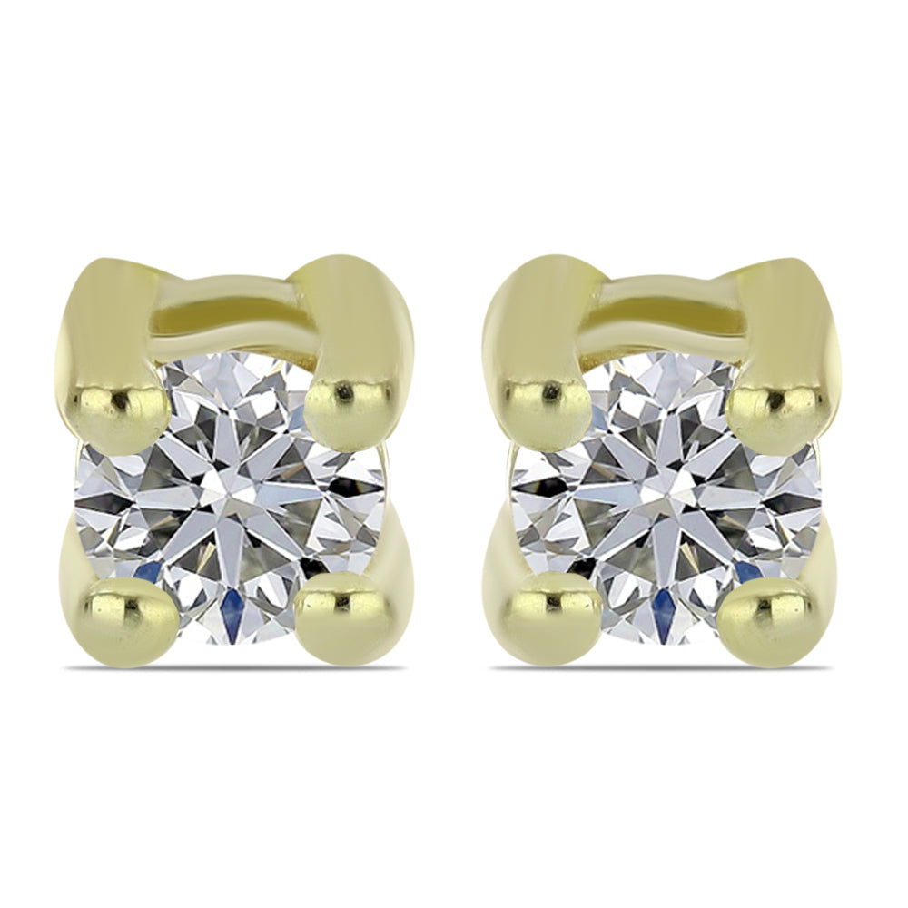 Pozlacené Stříbrné Náušnice s Certifikovaný Diamantem pěstovaný v laboratoři