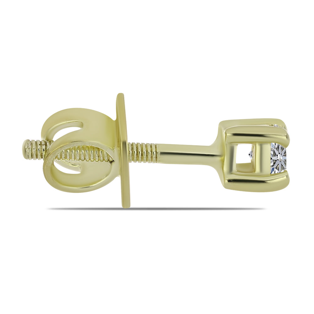 Pozlacené Stříbrné Náušnice s Certifikovaný Diamantem pěstovaný v laboratoři