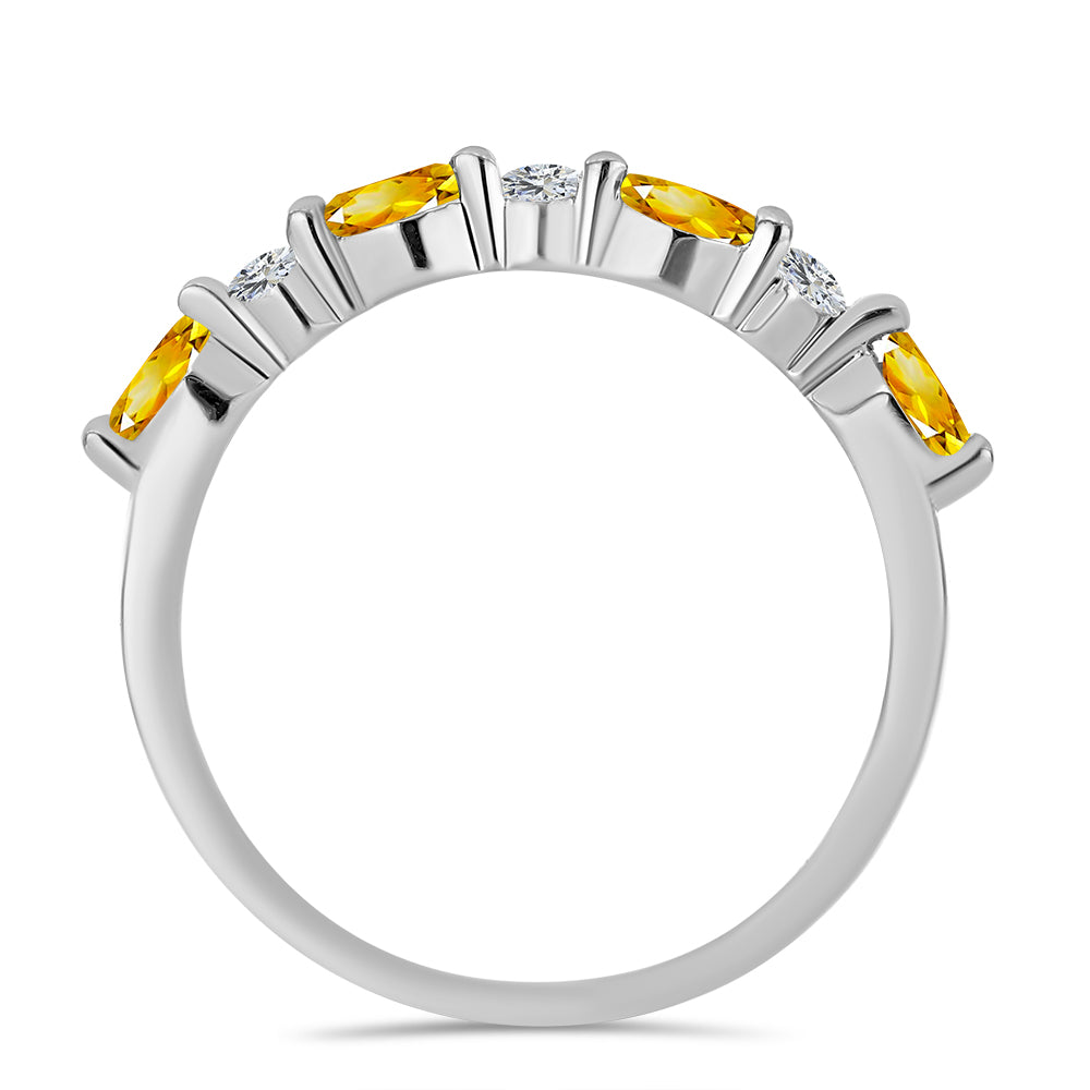 Stříbro 925/1000 - Prsten s Uralským Citrínem a Bílým Topazem - Karátové číslo: 0.42. přibližná hmotnost: 1.73 gramů 3 