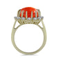 Pozlacené stříbro 925/1000 Prsten s Červeným Houbovým Korálem a Bílým Topazem - Karátové číslo: 5.88. přibližná hmotnost: 5.43 gramů