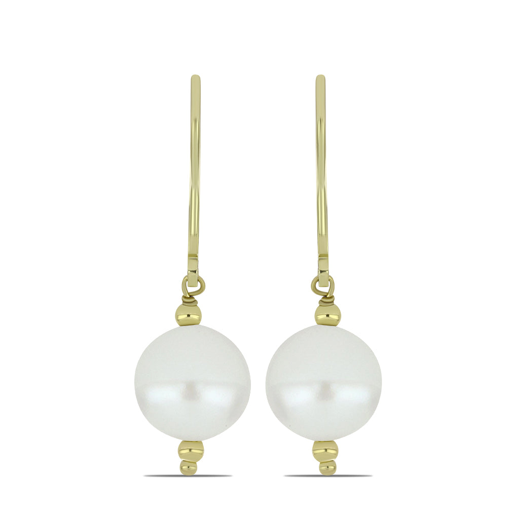 Pozlacené Stříbro 925/1000 - Náušnice s Bílou Sladkovodní Perlou - Karátové číslo: 10.48. přibližná hmotnost: 3.19 gramů 1 