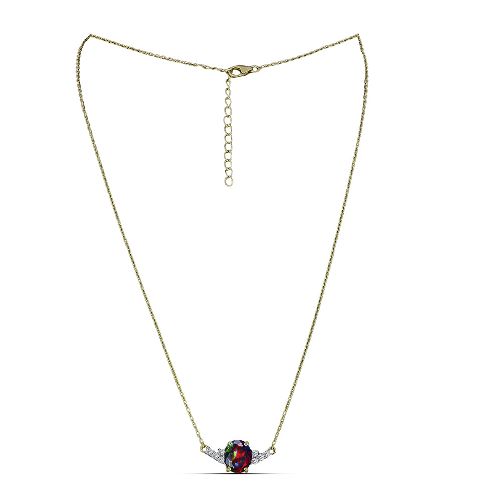 Pozlacený Stříbrný Náhrdelník s Půlnočně Černým Etiopským Opálem z Lega Dembi a Bílým Topazem 1 