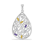Stříbro 925/1000 - Přívěsek s Uralským Citrínem a Marockým Ametystem - Karátové číslo: 0.24. přibližná hmotnost: 2.94 gramů