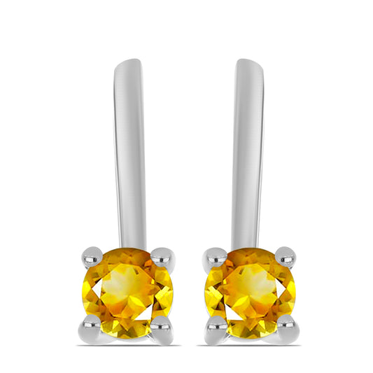 Stříbro 925/1000 Náušnice s Uralským Citrínem - Karátové číslo: 0.49. přibližná hmotnost: 2.22 gramů
