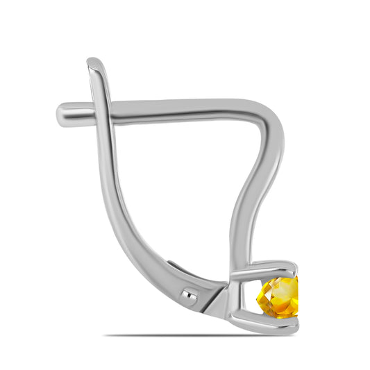 Stříbro 925/1000 Náušnice s Uralským Citrínem - Karátové číslo: 0.49. přibližná hmotnost: 2.22 gramů