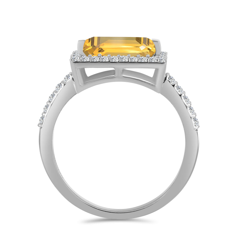 Stříbrný Prsten s Uralským Citrínem a Bílým Topazem 2 