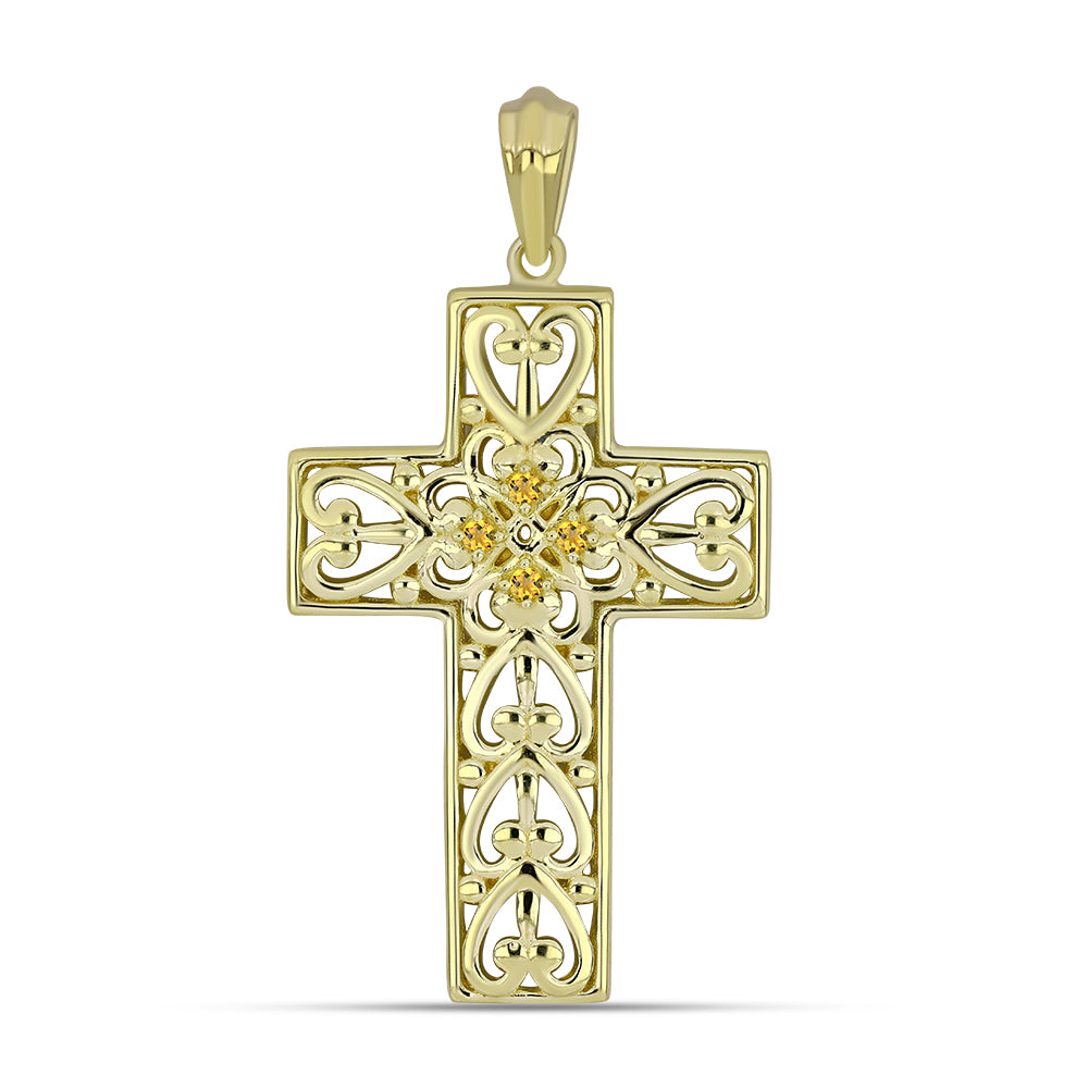 Pozlacené Stříbro 925/1000 - Přívěsek s Uralským Citrínem - Karátové číslo: 0.06. přibližná hmotnost: 4.19 gramů 1 