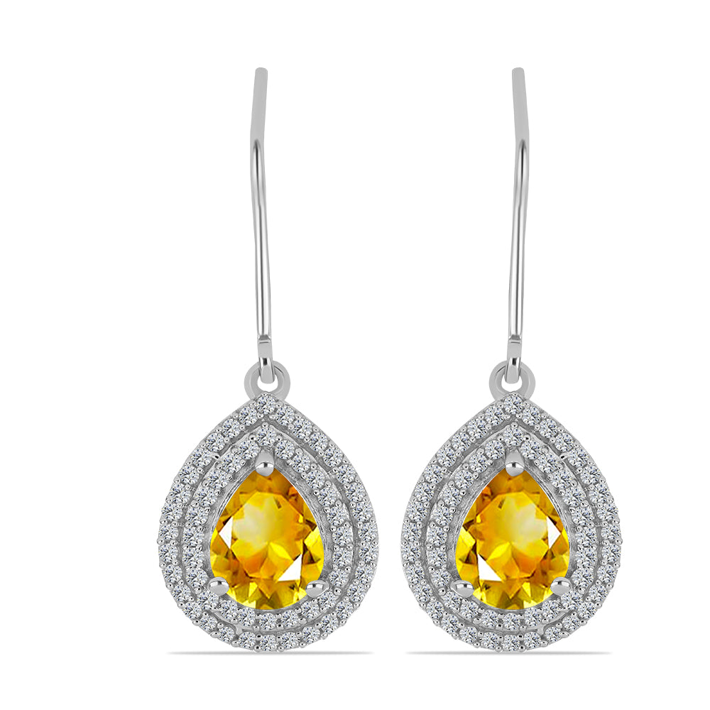 925 / 1000 Sterlingové Stříbro Náušnice s Uralským Citrínem a Bílým Topazem 1 