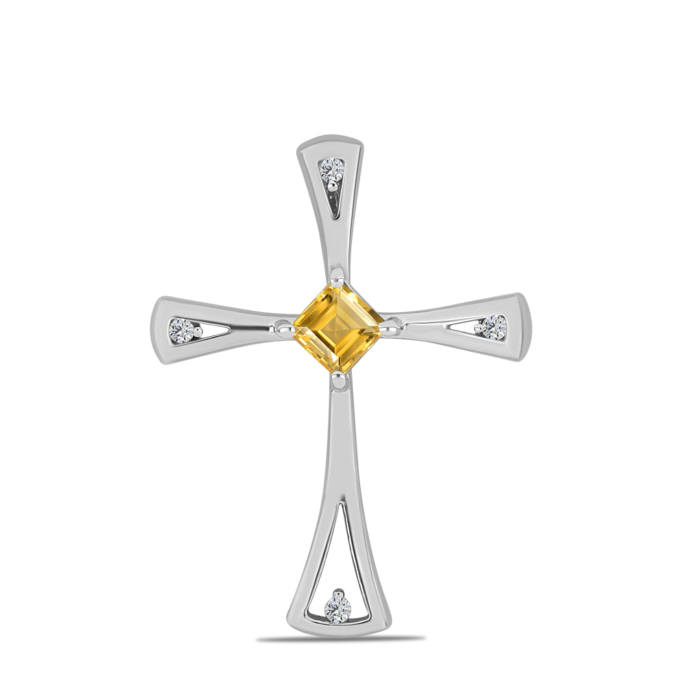 Stříbro 925/1000 - Přívěsek s Uralským Citrínem a Bílým Topazem - Karátové číslo: 0.42. přibližná hmotnost: 2.24 gramů 1 