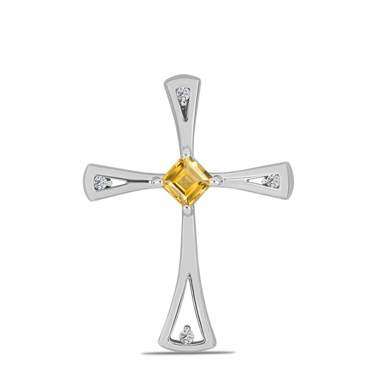 Stříbro 925/1000 - Přívěsek s Uralským Citrínem a Bílým Topazem - Karátové číslo: 0.42. přibližná hmotnost: 2.24 gramů