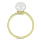 Pozlacené Stříbro 925/1000 - Prsten s Bílou Sladkovodní Perlou a Bílým Topazem - Karátové číslo: 4.27. přibližná hmotnost: 3.15 gramů