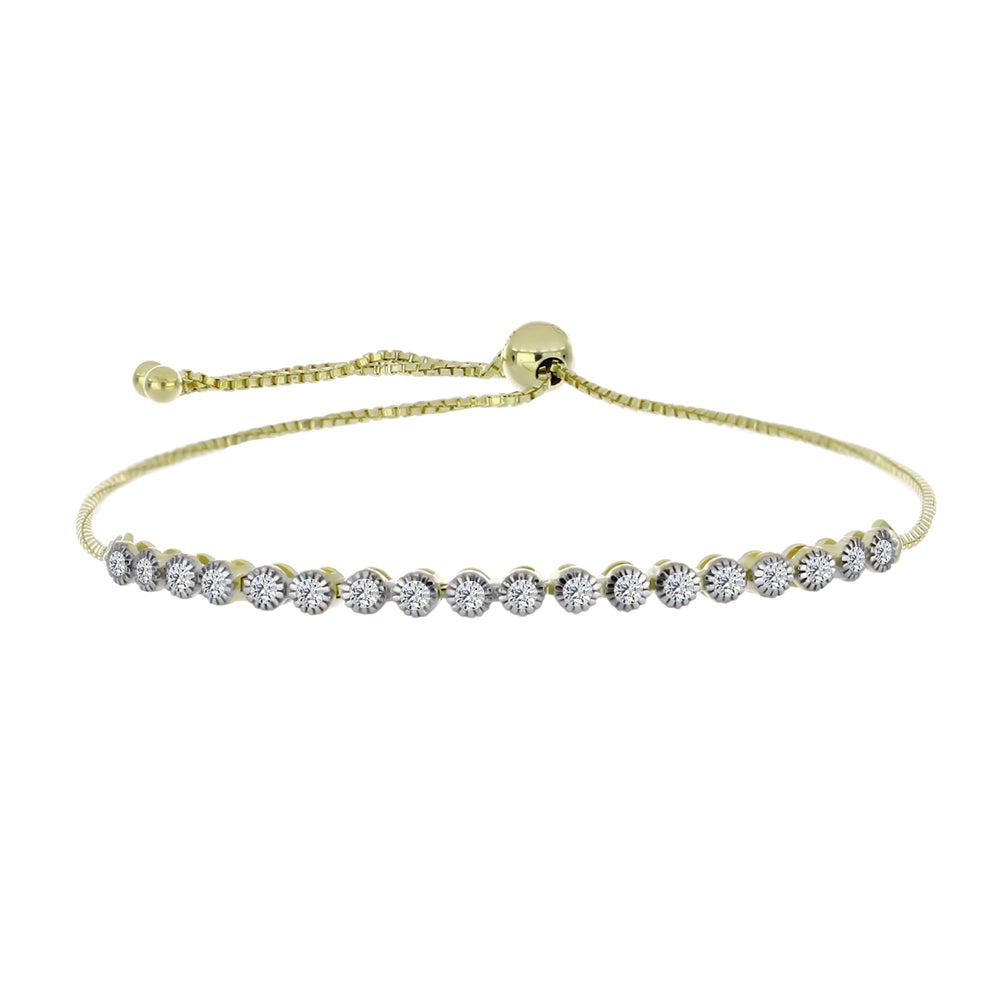 Pozlacené Stříbro 925/1000 - Náramek s Certifikovaný Diamantem pěstovaný v laboratoři - Karátové číslo: 0.47. přibližná hmotnost: 3.91 gramů 1 