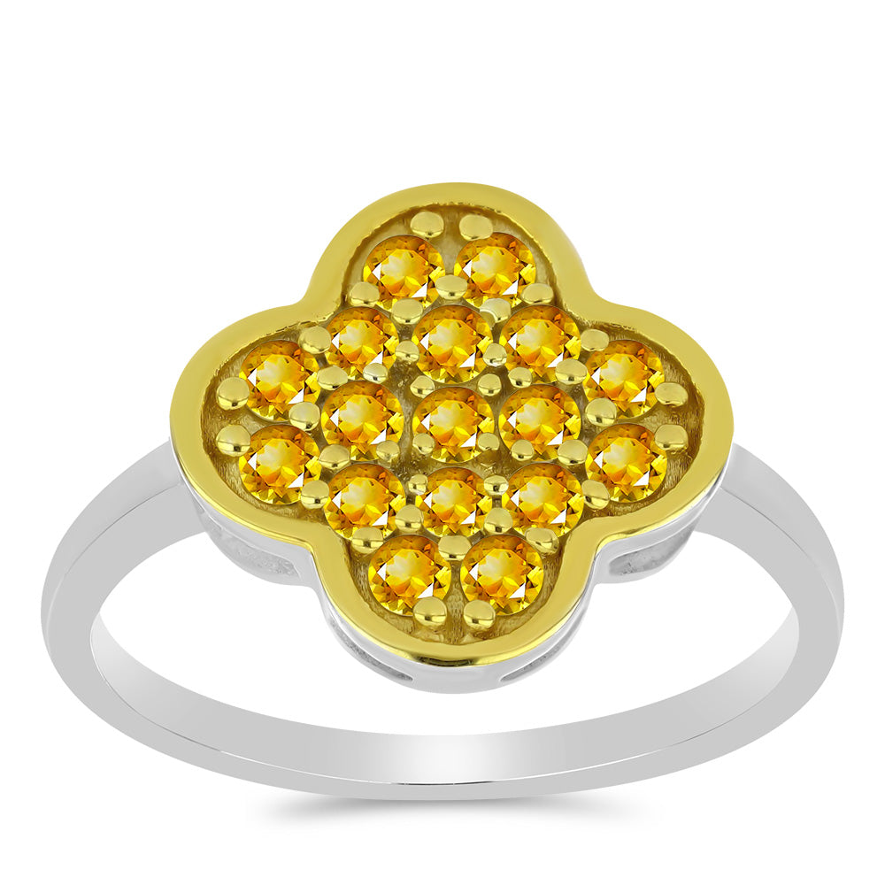 Stříbro 925/1000 - Prsten s Uralským Citrínem - Karátové číslo: 0.73. přibližná hmotnost: 2.56 gramů