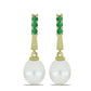 Pozlacené stříbro 925/1000 Náušnice s Bílou Sladkovodní Perlou a Brazilským Smaragdem - Karátové číslo: 9.86. přibližná hmotnost: 4.54 gramů