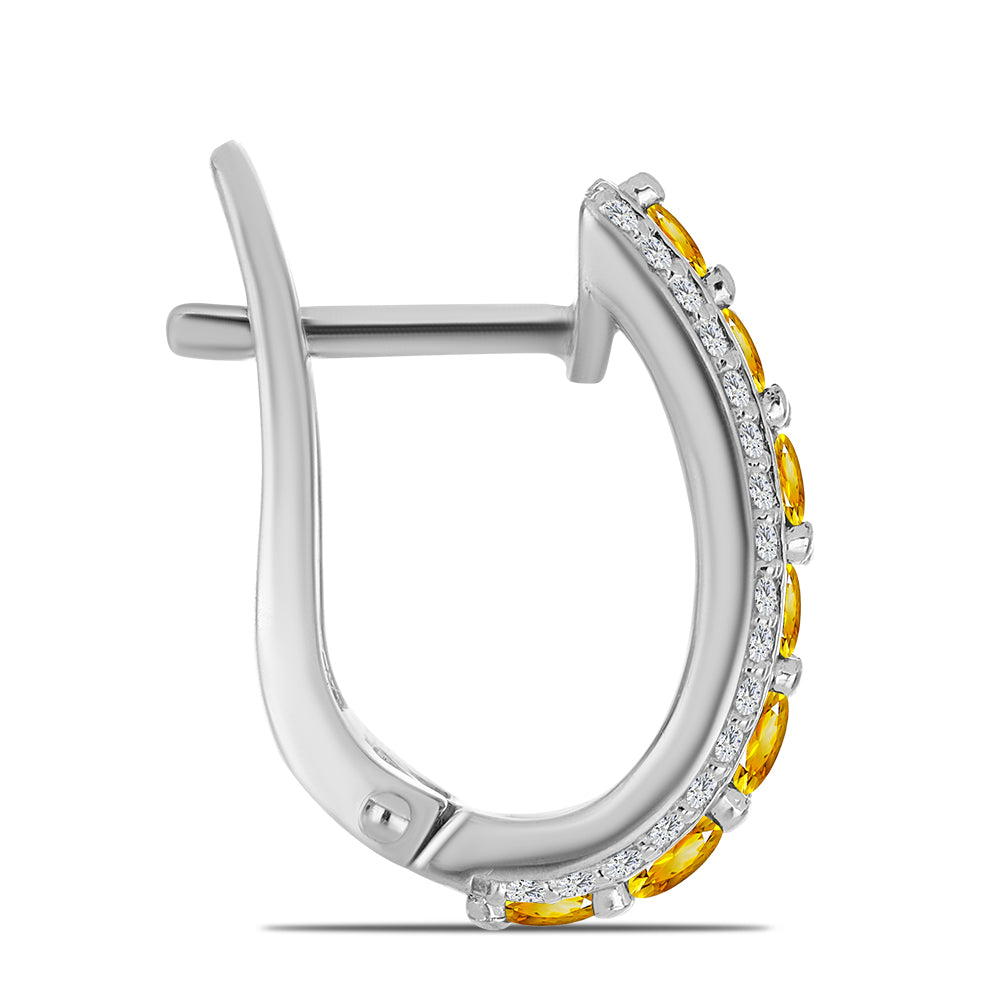 925 / 1000 Sterlingové Stříbro Náušnice s Uralským Citrínem a Bílým Topazem 2 