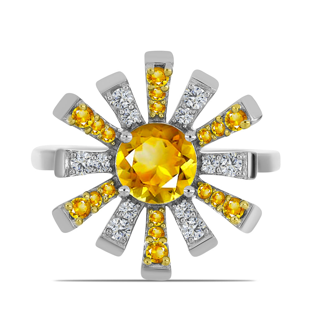 Stříbro 925/1000 - Prsten s Uralským Citrínem - Karátové číslo: 1.91. přibližná hmotnost: 4.44 gramů 1 