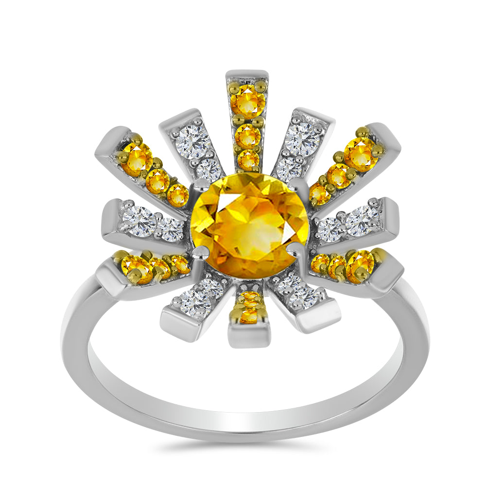 Stříbro 925/1000 - Prsten s Uralským Citrínem - Karátové číslo: 1.91. přibližná hmotnost: 4.44 gramů 3 