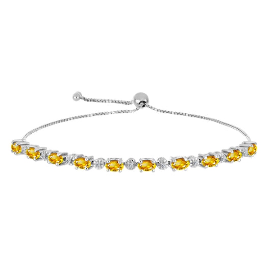 Stříbrný Náramek s Uralským Citrínem a Bílým Topazem