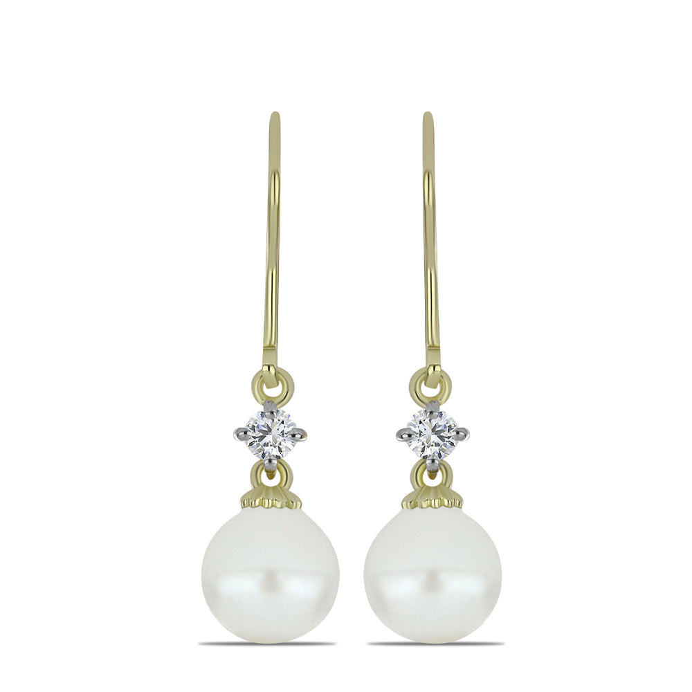 Pozlacené Stříbrné Náušnice s Bílou Sladkovodní Perlou a Bílým Topazem