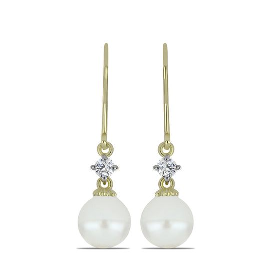 Pozlacené Stříbrné Náušnice s Bílou Sladkovodní Perlou a Bílým Topazem