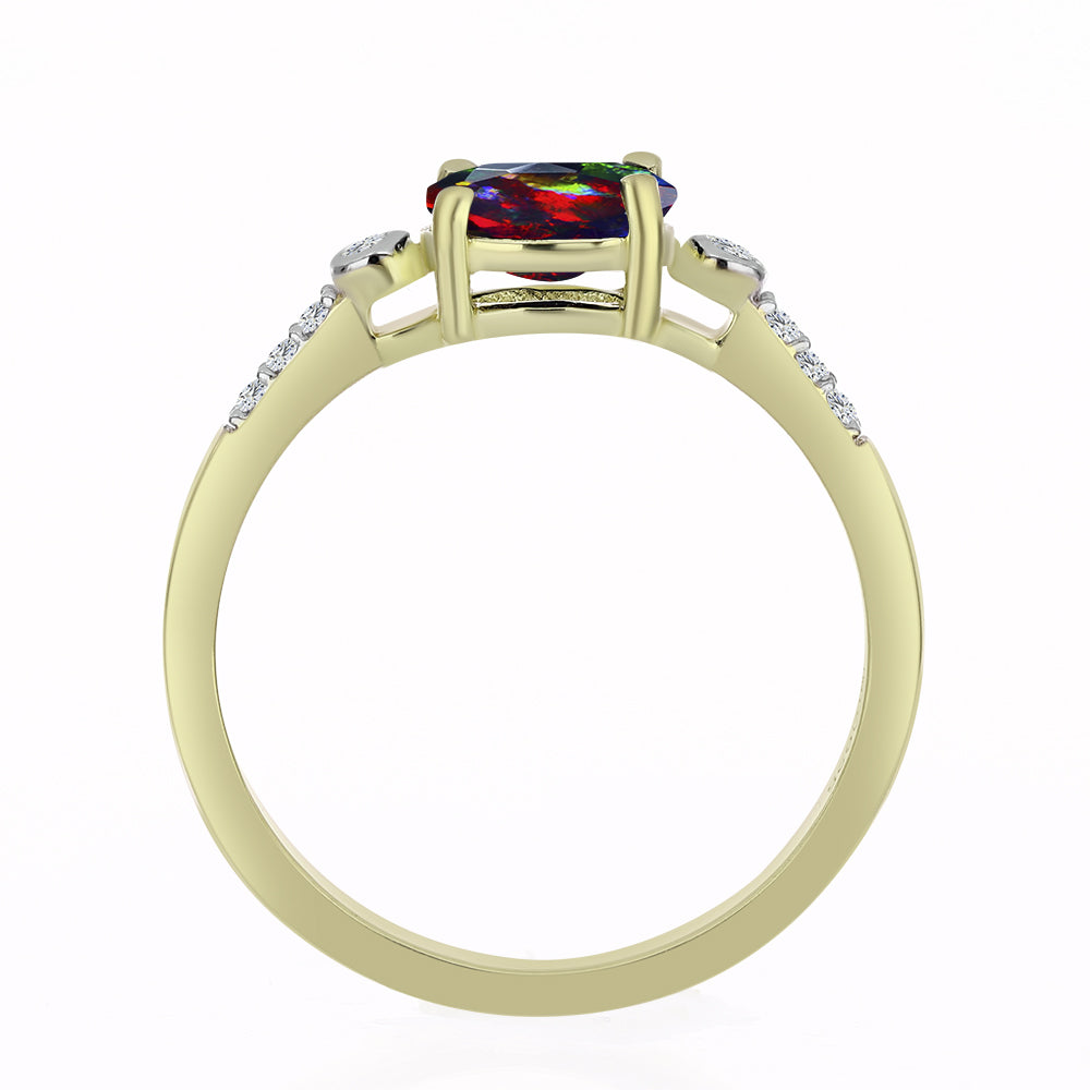 Pozlacený Stříbrný Prsten s Půlnočně Černým Etiopským Opálem z Lega Dembi a Bílým Topazem