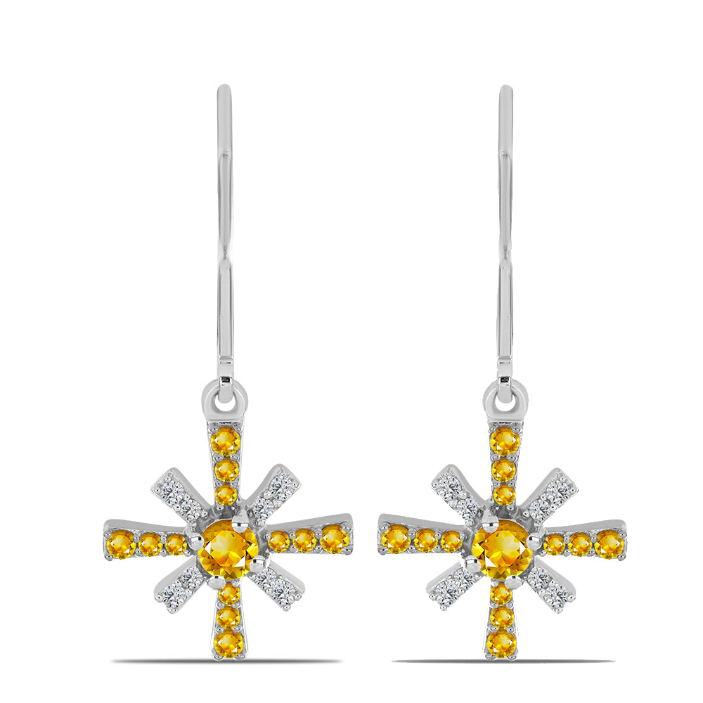 925 / 1000 Sterlingové Stříbro Náušnice s Uralským Citrínem a Bílým Topazem 1 