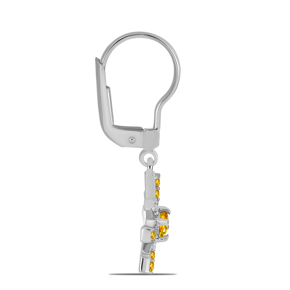 925 / 1000 Sterlingové Stříbro Náušnice s Uralským Citrínem a Bílým Topazem