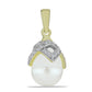 Pozlacené Stříbro 925/1000 - Přívěsek s Bílou Sladkovodní Perlou a Bílým Topazem - Karátové číslo: 4.99. přibližná hmotnost: 2.3 gramů