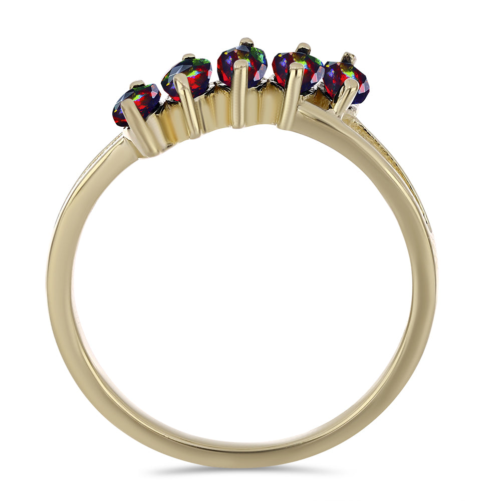 Pozlacené Stříbro 925/1000 - Prsten s Půlnočně Černým Etiopským Opálem z Lega Dembi - Karátové číslo: 0.45. přibližná hmotnost: 2.19 gramů 2 