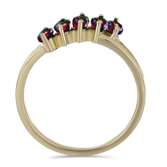 Pozlacené Stříbro 925/1000 - Prsten s Půlnočně Černým Etiopským Opálem z Lega Dembi - Karátové číslo: 0.45. přibližná hmotnost: 2.19 gramů