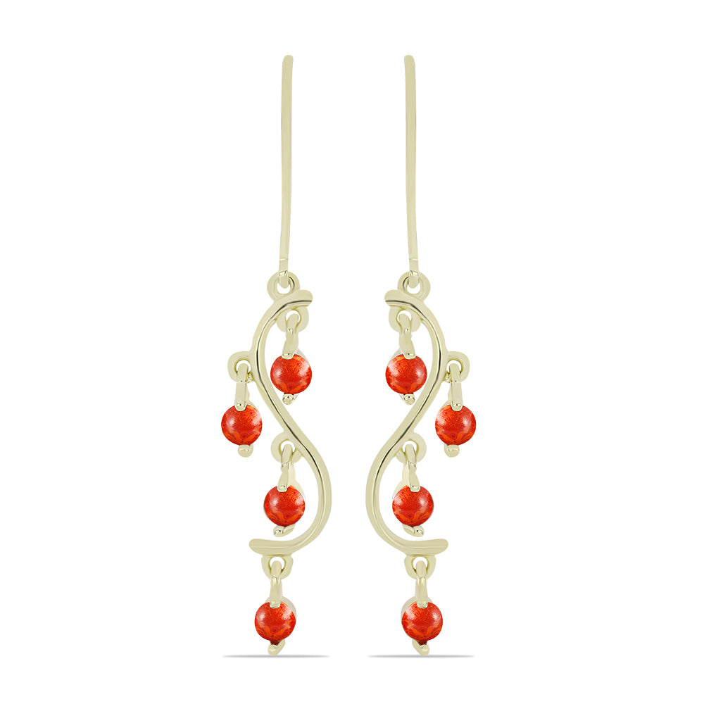 Pozlacené Stříbrné Náušnice s Červeným Houbovým Korálem 1 