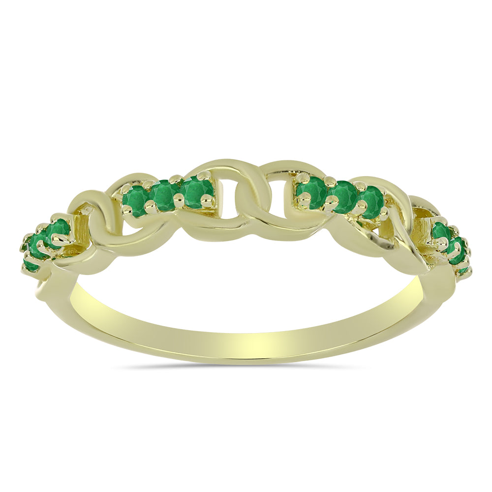 Pozlacené Stříbro 925/1000 - Prsten s Zambijským Smaragdem - Karátové číslo: 0.2. přibližná hmotnost: 2.29 gramů 3 