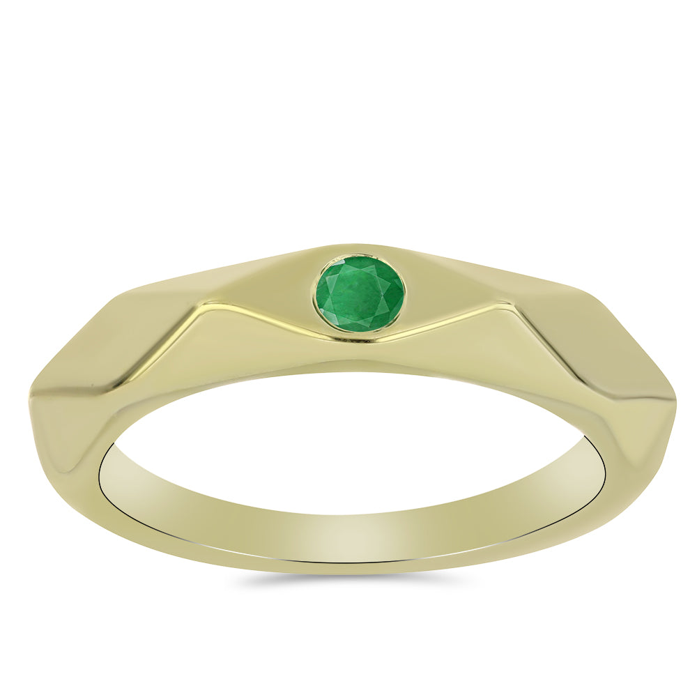 Pozlacené Stříbro 925/1000 - Prsten s Zambijským Smaragdem - Karátové číslo: 0.09. přibližná hmotnost: 3.19 gramů 3 