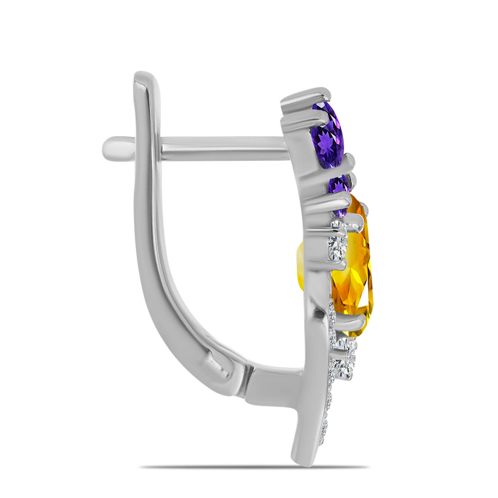 Stříbrné Náušnice s Uralským Citrínem a Marockým Ametystem 2 